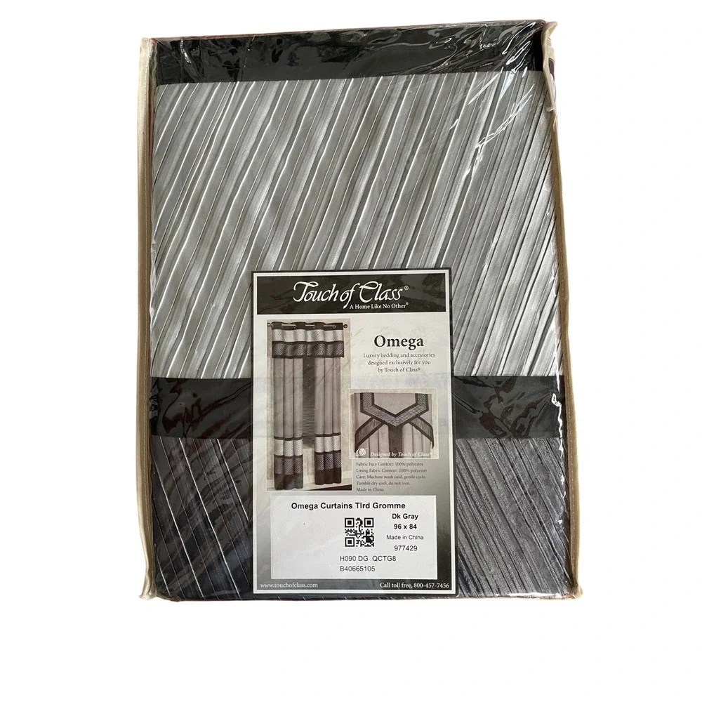 Touch of Class Omega Dk Gray Grommet Curtains 96x84 Tiered Pleated Luxury Panels